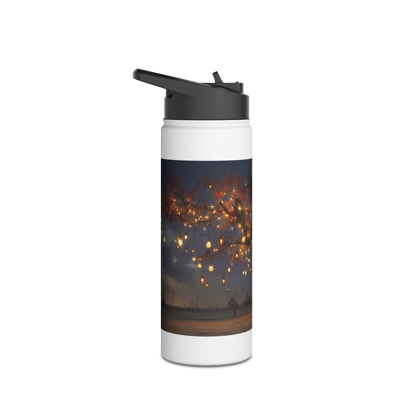 Lantern Tree Stainless Steel Water Bottle, Standard Lid – Desert Night’s Whispering Grove