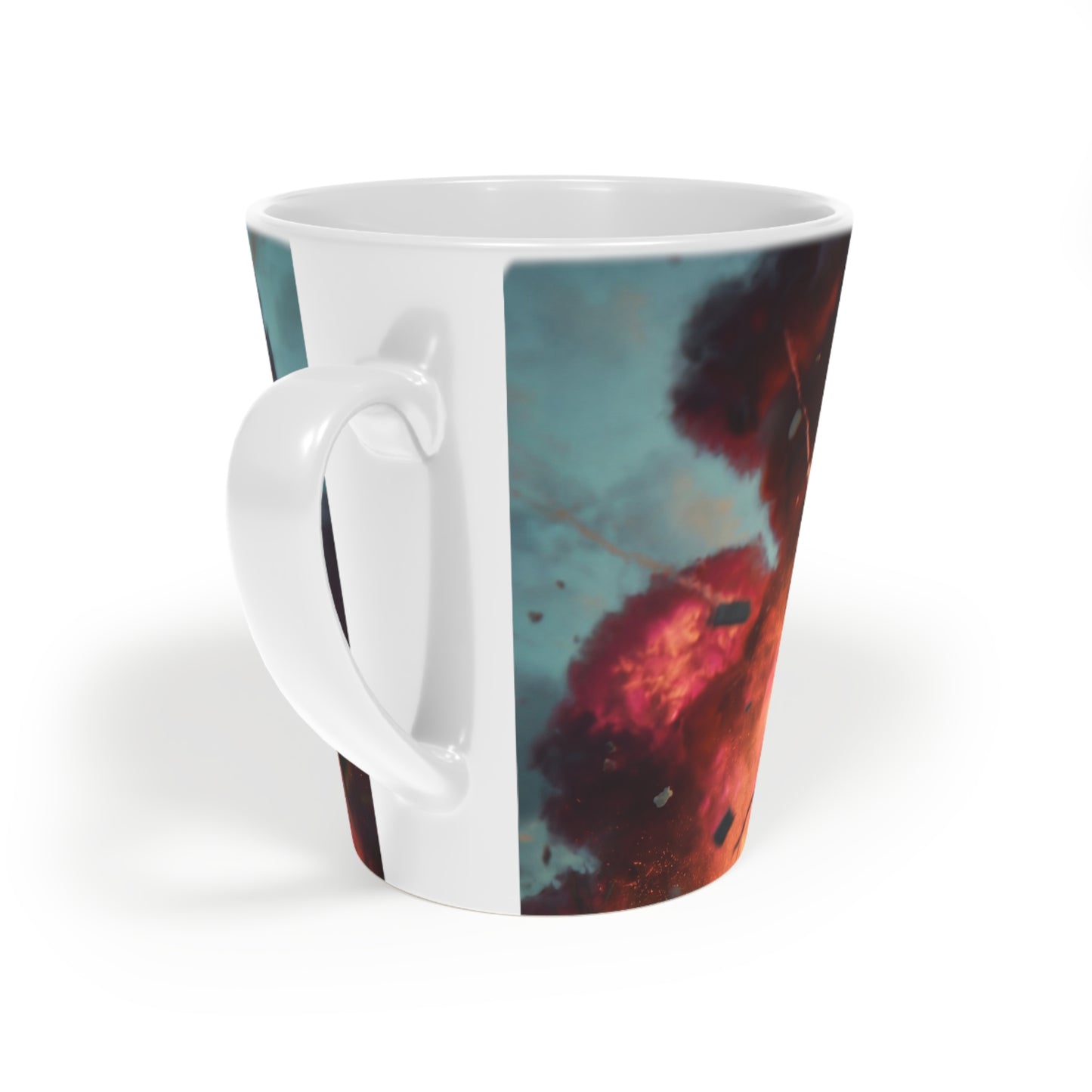 Explosive Goggles Latte Mug, 12oz – Crimson Sky Conflagration