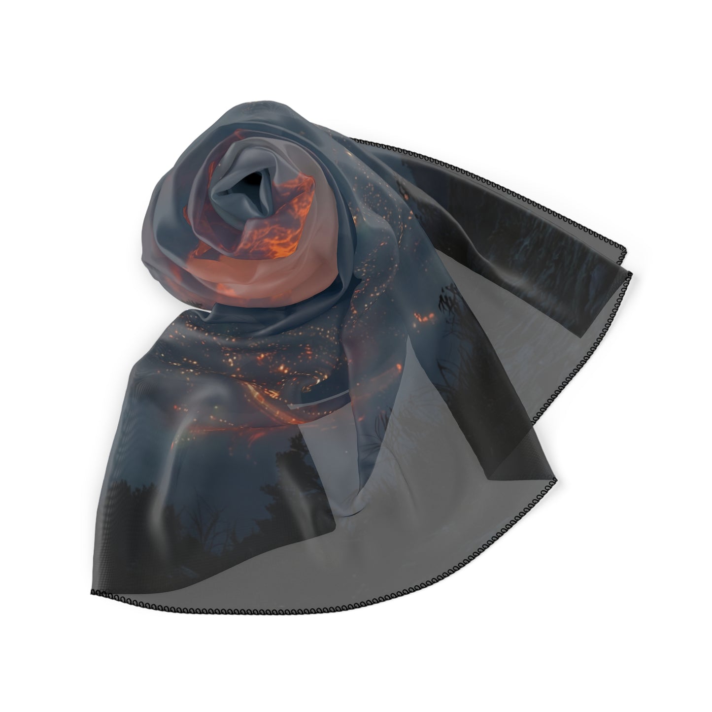 Celestial Firefall Poly Scarf – Twilight Comet Over Mountain Vale