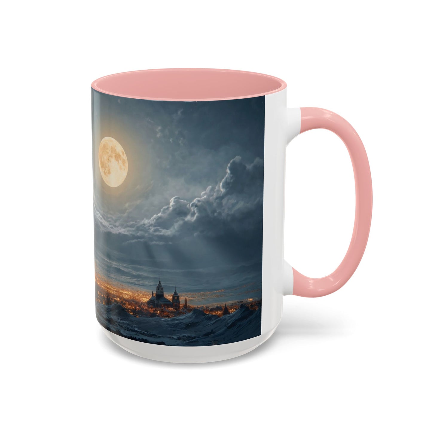 Midnight Sleigh Ride Accent Coffee Mug (11, 15oz) – Warm Glow Over Winter Town