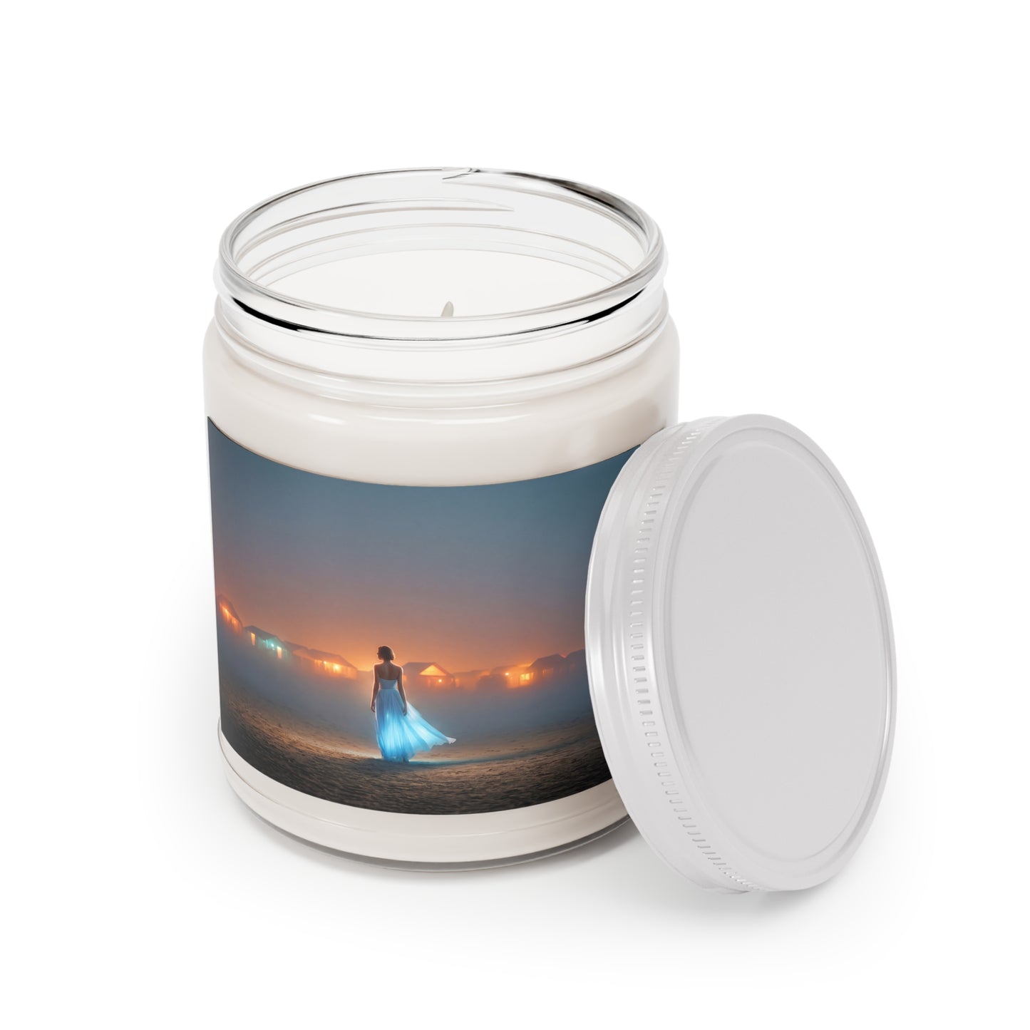 Solitary Beachwalker Scented Soy Candles with White Lid, 9oz – Twilight Glow and Salt-Kissed Air