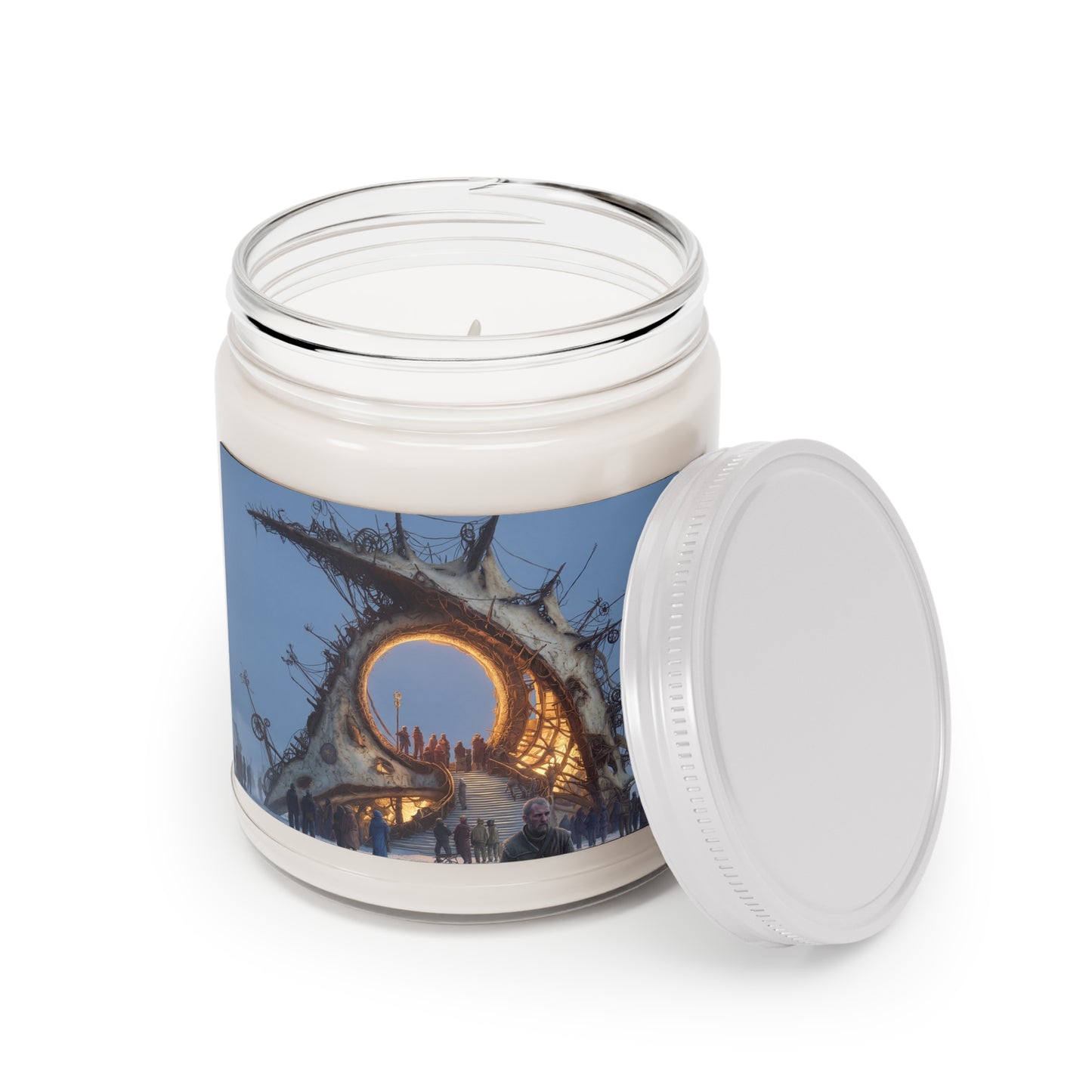 Threshold Gate Scented Soy Candles with White Lid, 9oz – Where Worlds Whisper Through Stone