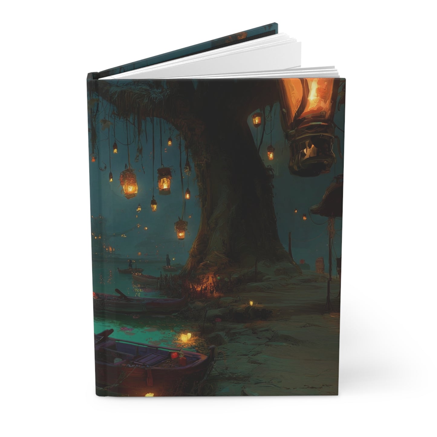 Gilded Canopy Harbor Journal Matte – Whispering Lanterns Over Teal Waters