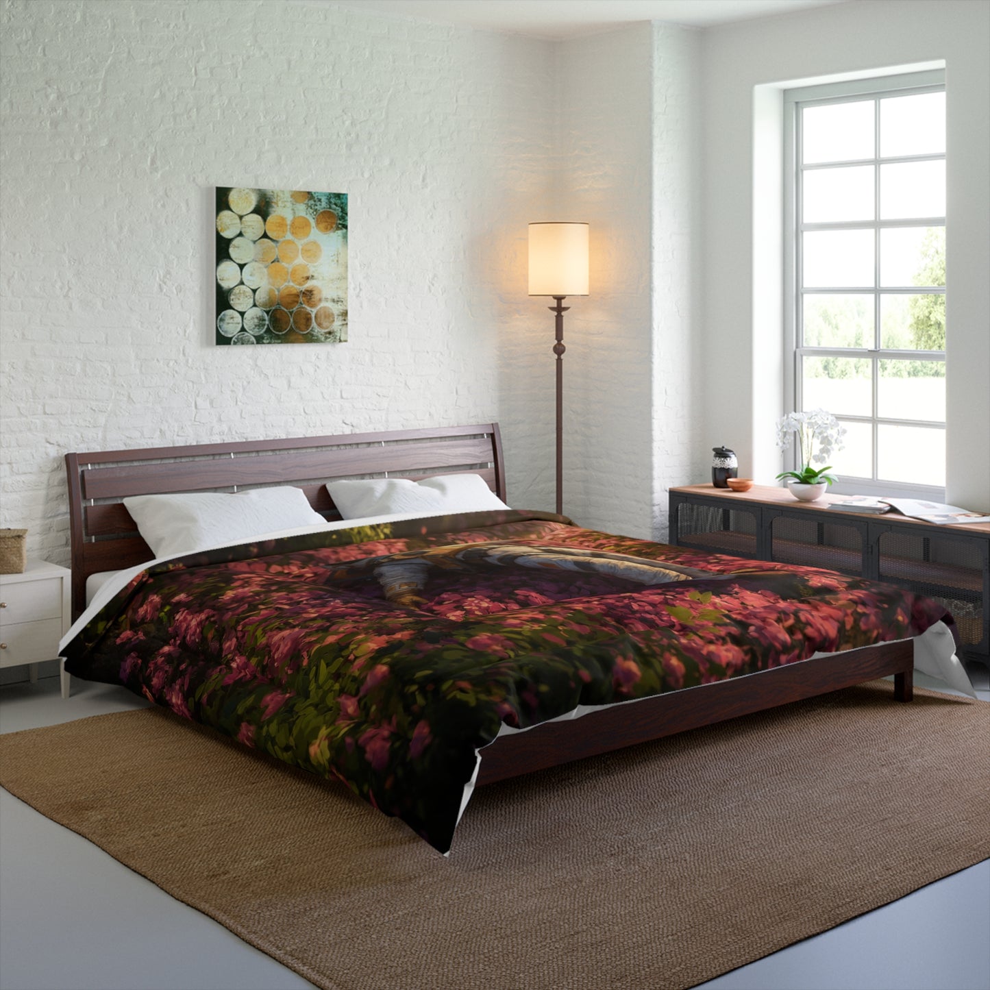 Astronaut in Petal Garden Comforter – Sunset Sanctuary Dreamscape