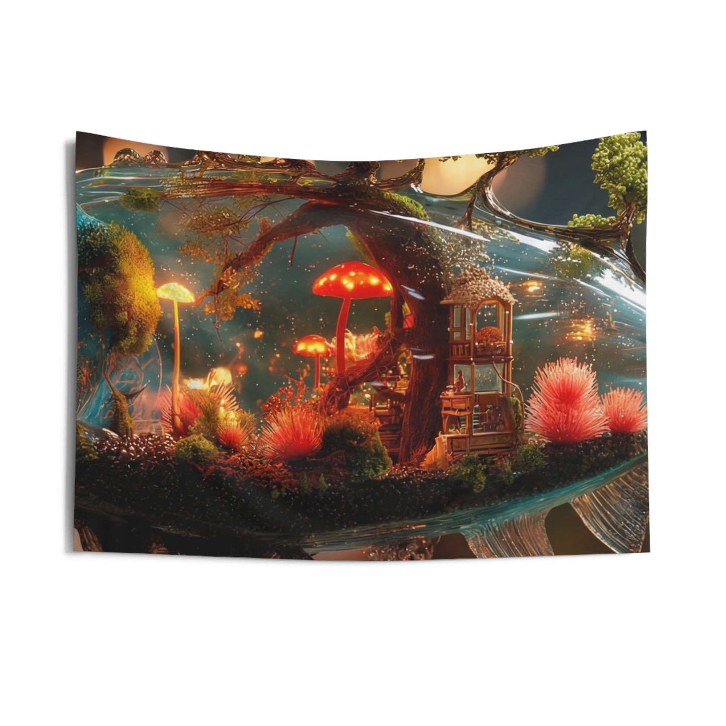 Enchanted Forest Fish Tapestries – Liquid Dreamscape with Glowing Mushrooms