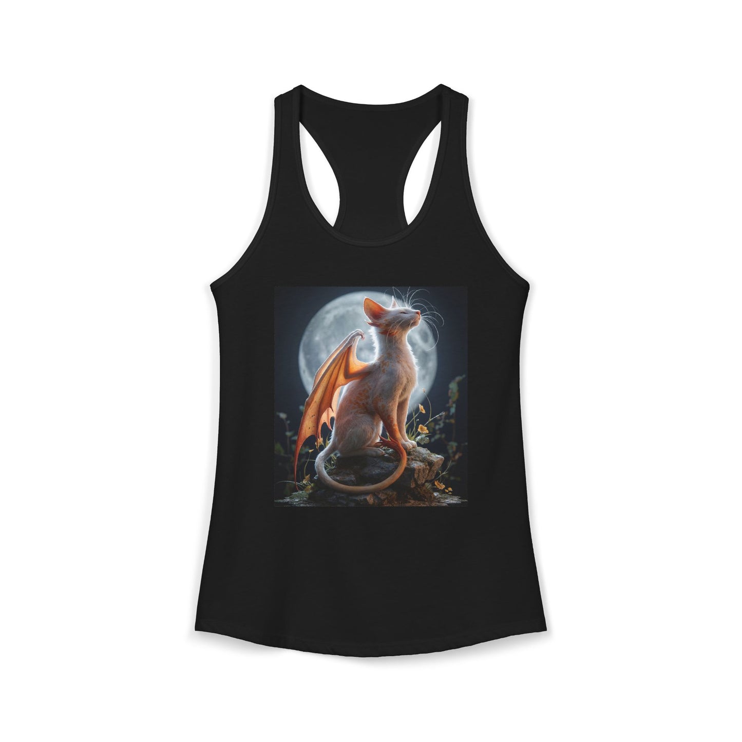 Moonlit Dragon Cat Racerback Tank – Amber Wings & Lunar Glow