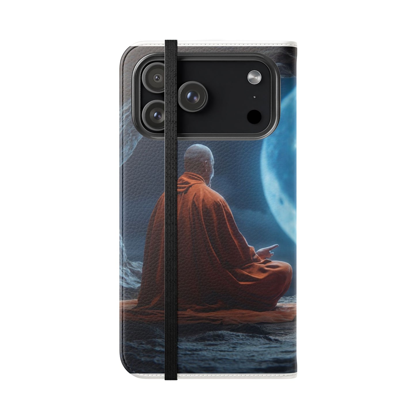 Lunar Meditation Flip Cases – Serene Monk Under Moonlight