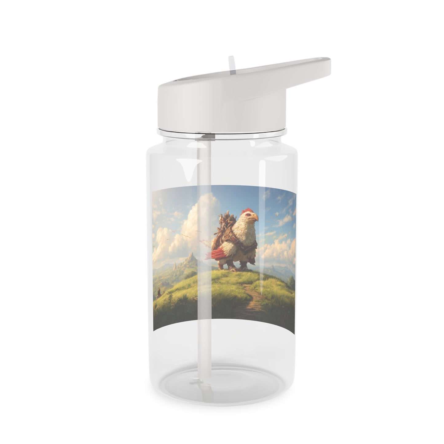 Feathered Mountain Guide Tritan Water Bottle – White Plume Horizon Companion