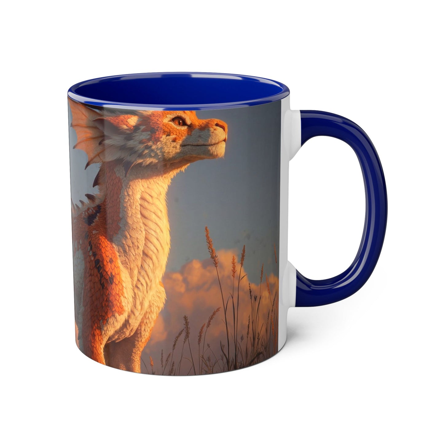 Golden Horizon Dragon Accent Mugs, 11oz – Sunset Skywatcher Companion