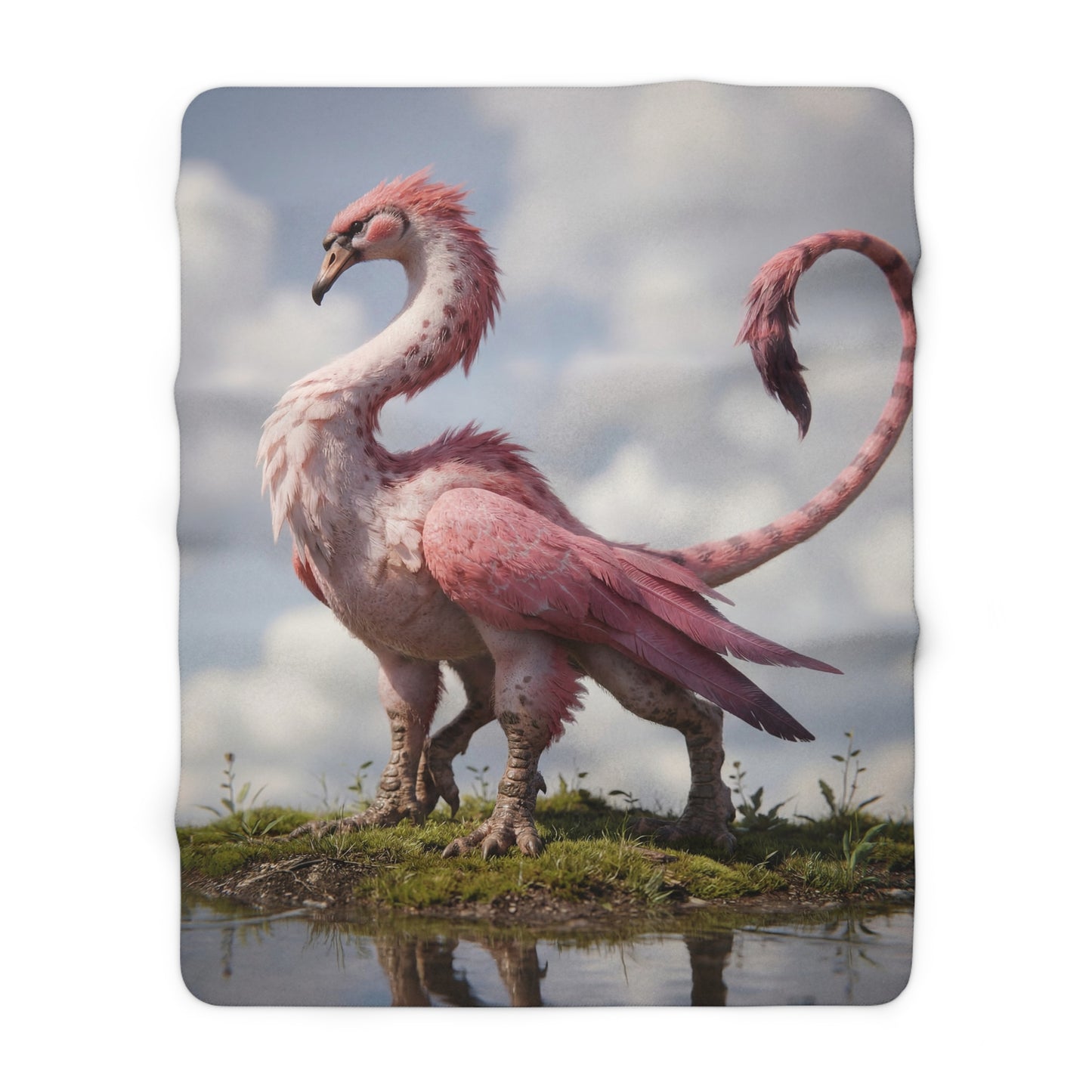 Pink Dawn Sentinel Sherpa Fleece Blanket – Soft-Feathered Sky Guardian
