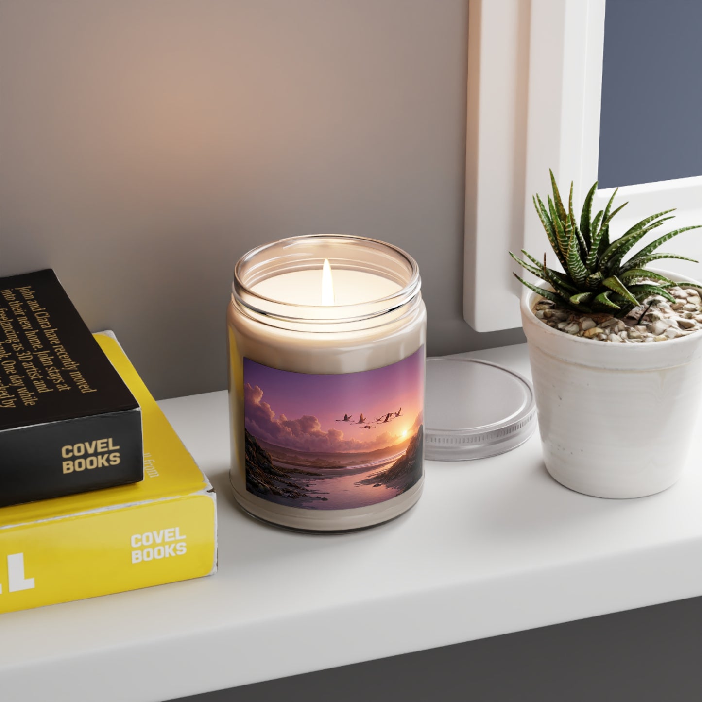 Flamingo Sunset Scented Soy Candles with White Lid, 9oz – Pink Sky Migration