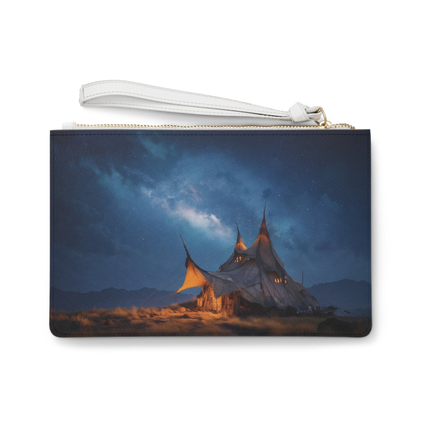Starlit Nomad Tent Clutch Bag – Milky Way Campfire Glow