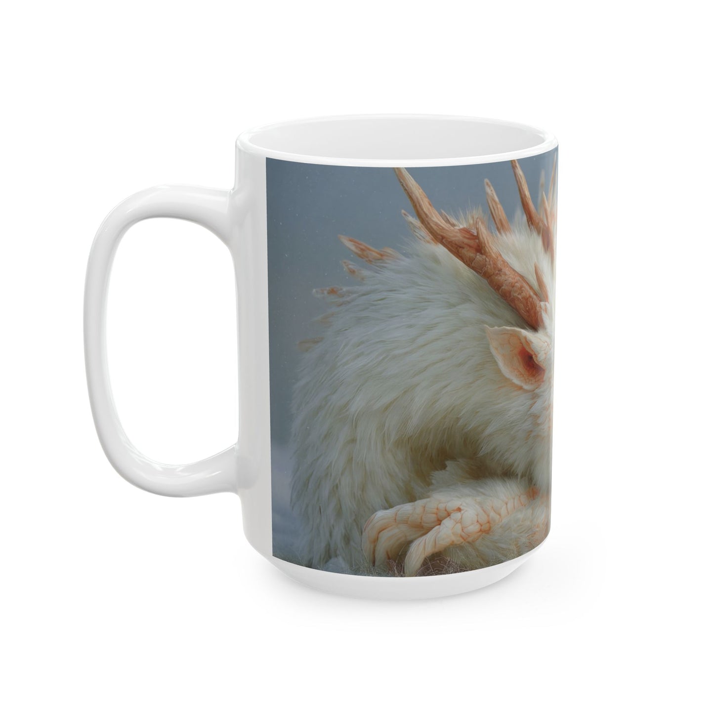 Child and White Dragon Ceramic Mug – Winter’s Gentle Guardian