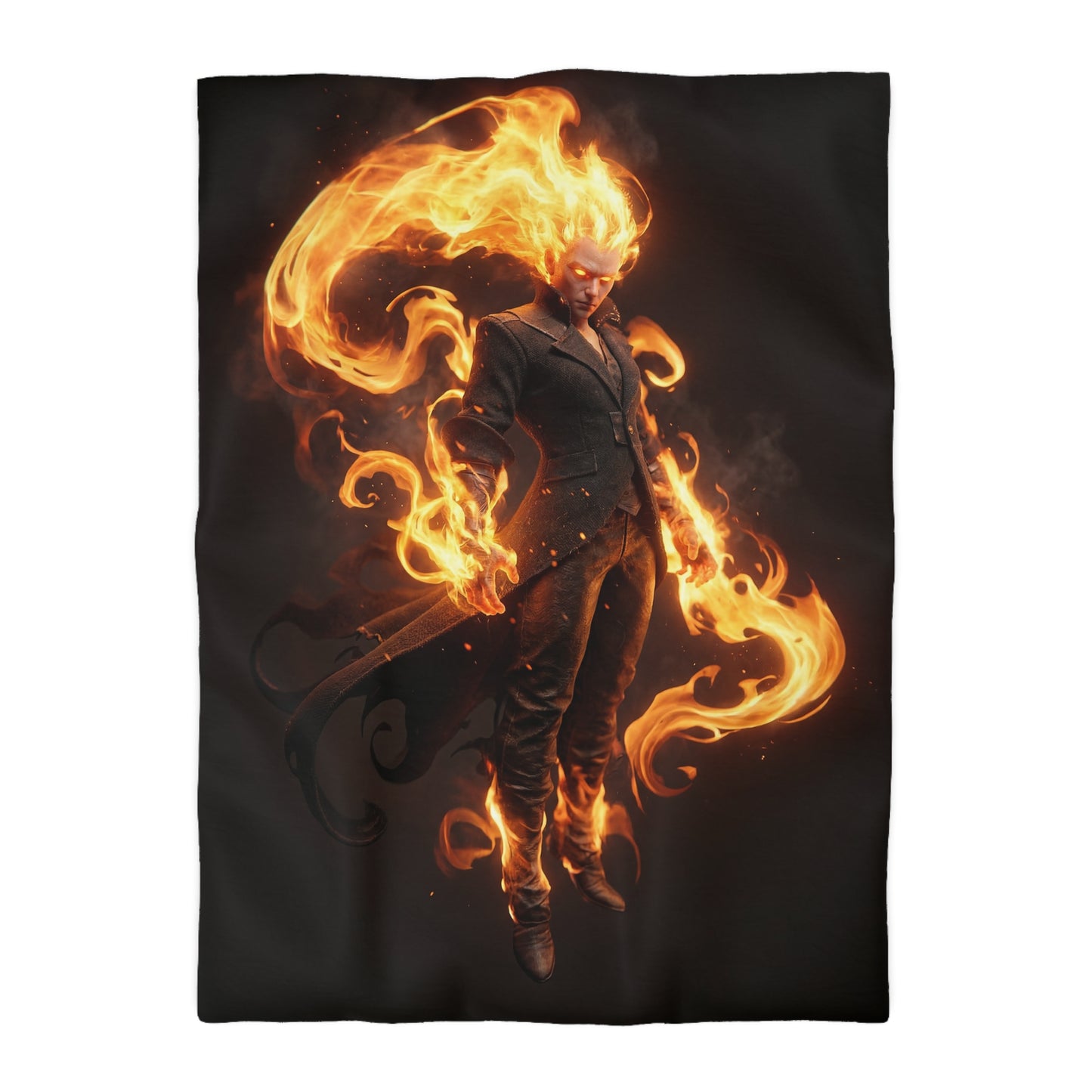 Fiery Sentinel Microfiber Duvet Cover – Embers of the Crimson Knight