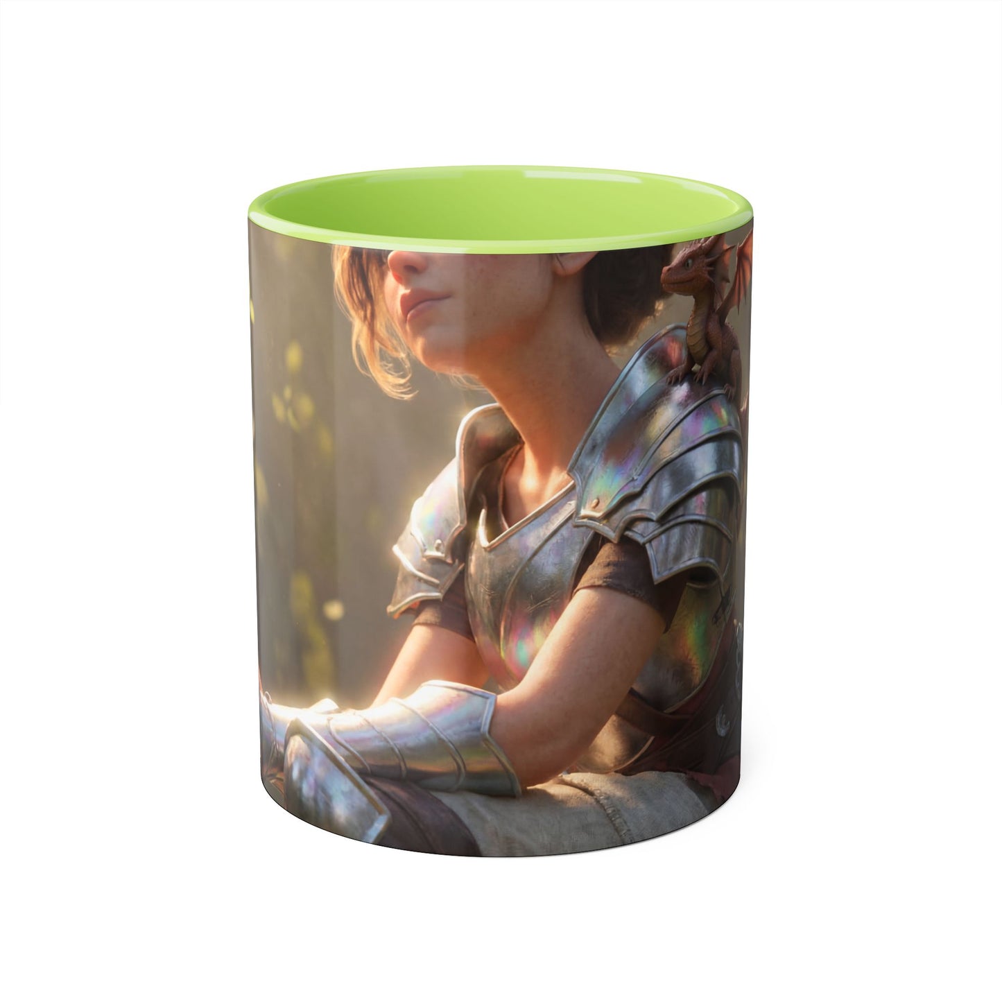 Elven Knight with Dragon Accent Mugs, 11oz – Sunlit Guardian Pause