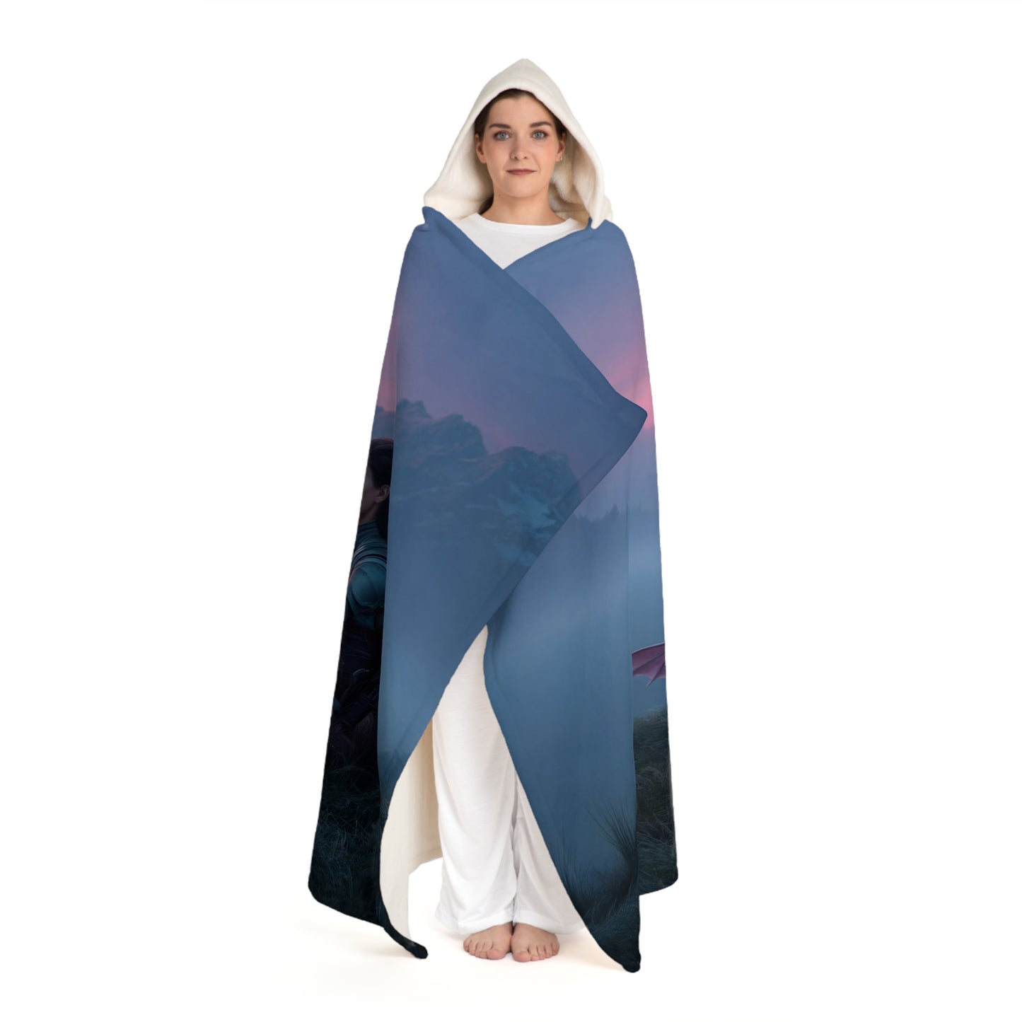 Sentinel & Dragon Hooded Sherpa Fleece Blanket – Twilight Peak Companionship