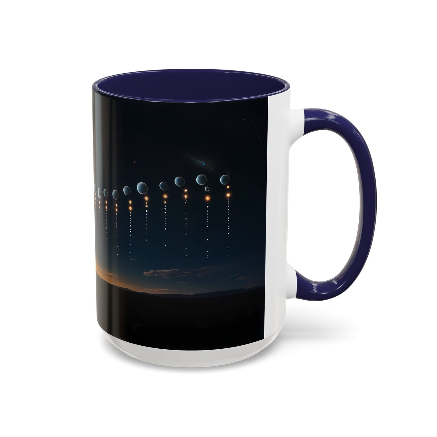 Celestial Pathway Accent Coffee Mug (11, 15oz) – Lone Walker Among Falling Moons