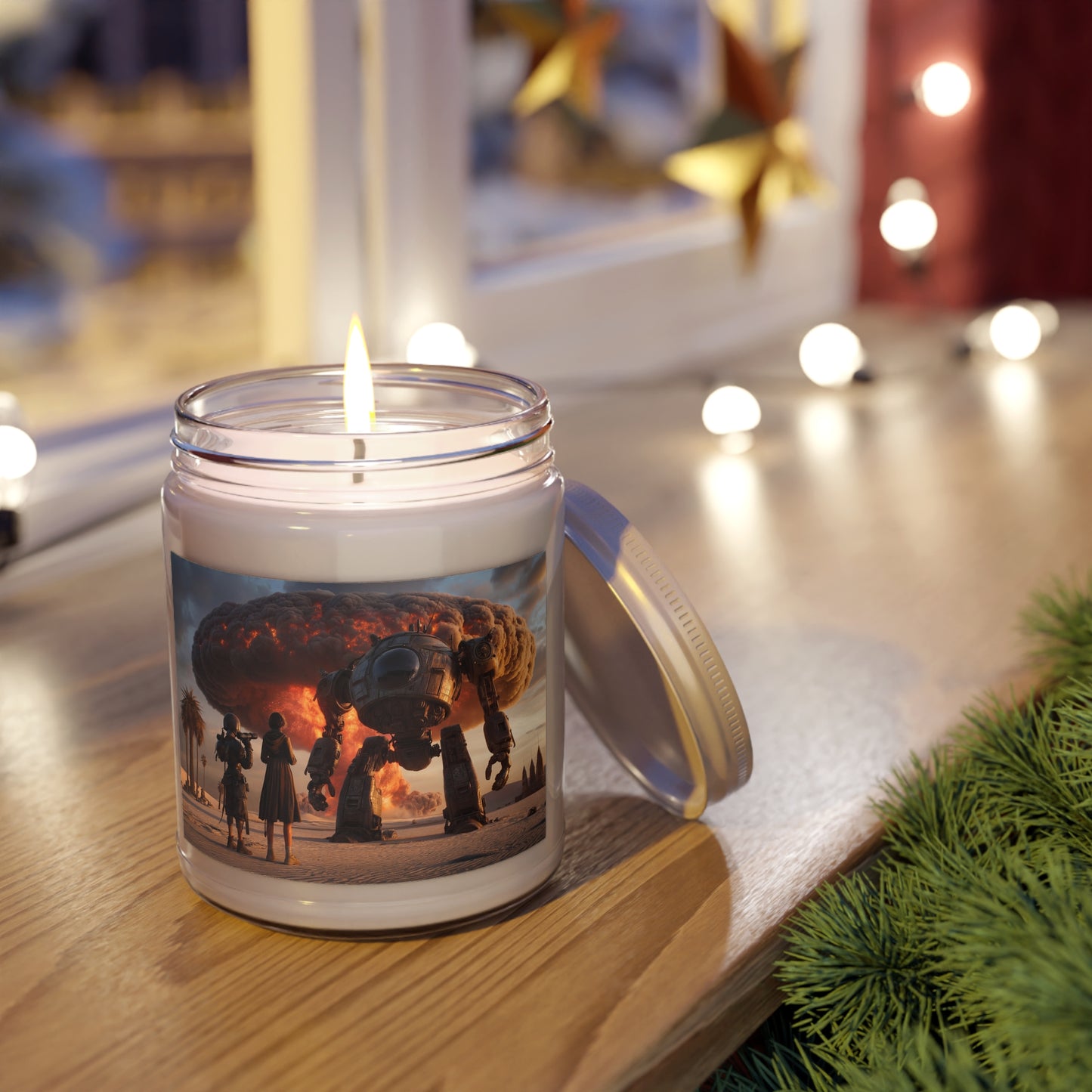 Titan’s Ember Scented Soy Candles with White Lid, 9oz – Witness the Dawn of War