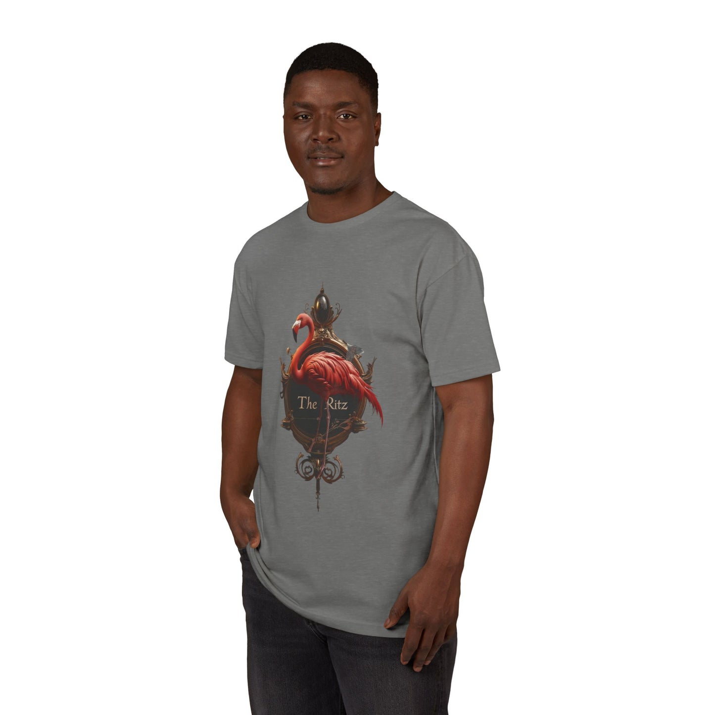 Velvet Flamingo Clock T-Shirt – Antique Ritz Signage Graphic