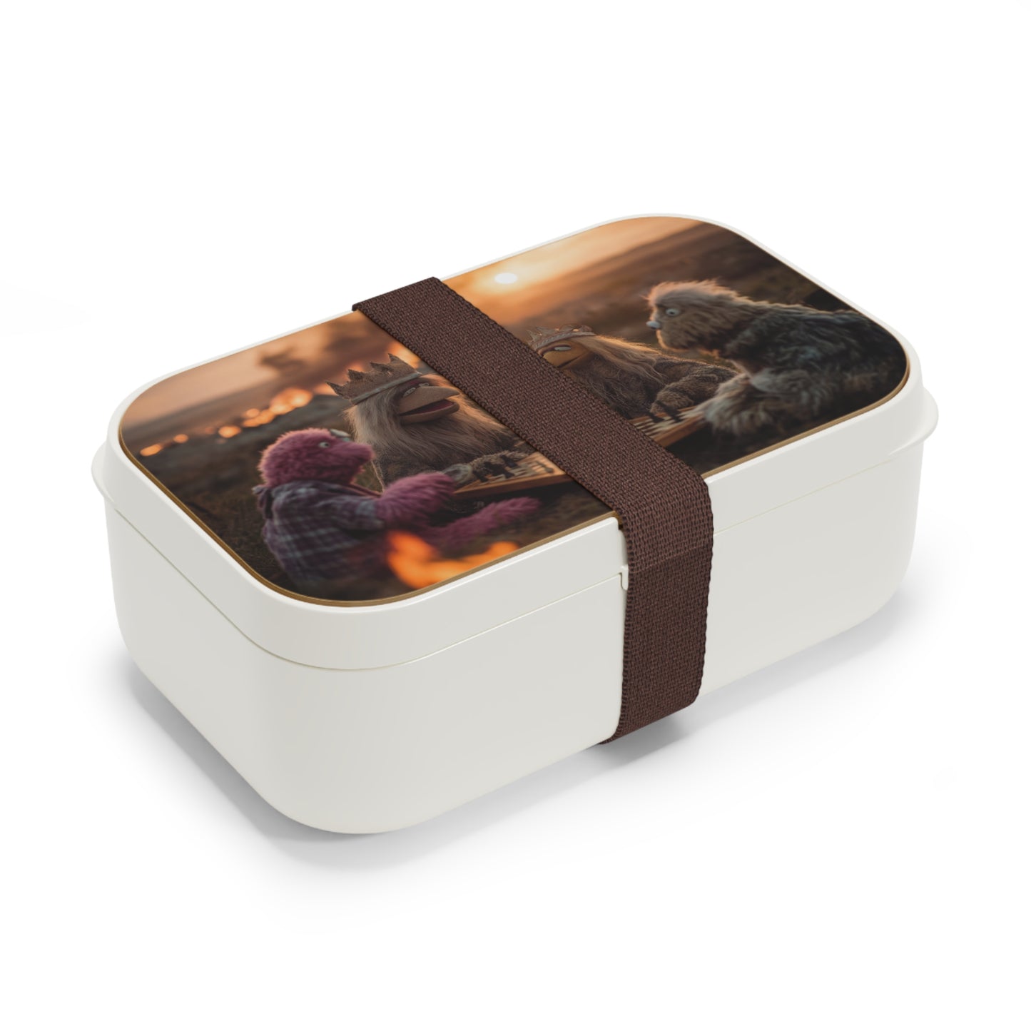 Sunset Chess Kings Bento Lunch Box – Whimsical Puppet Strategy Session