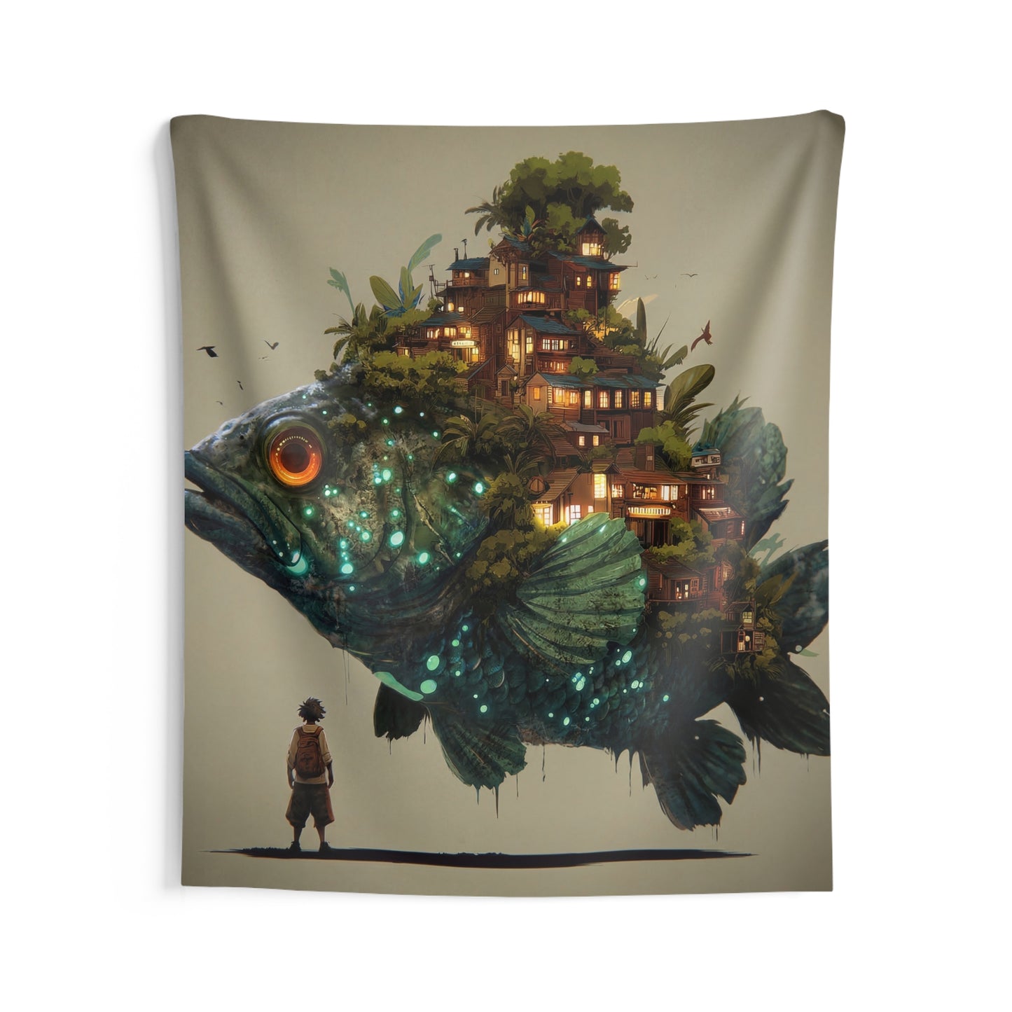 Giant Bioluminescent Fish Home Tapestries – A Child’s Whispering Dream