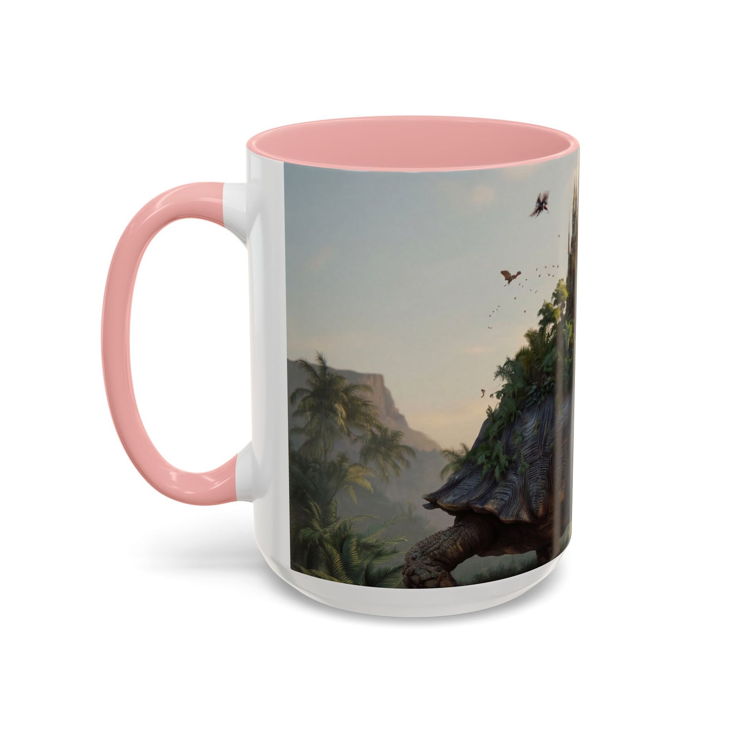 Castle Upon Turtle Shell Accent Coffee Mug (11, 15oz) – Sunset Sanctuary Dreamscape