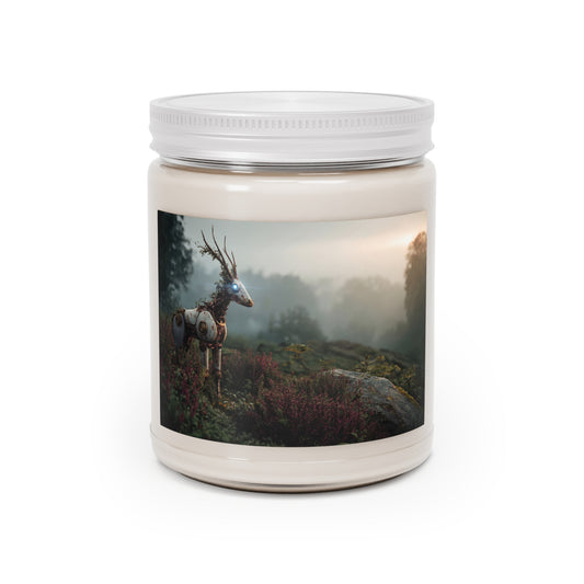 Cybernetic Stag Scented Soy Candles with White Lid, 9oz – Dawn’s Glowing Guardian
