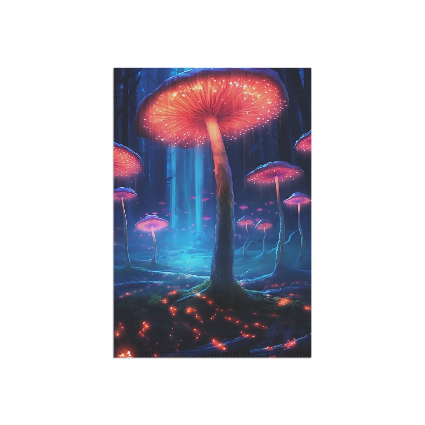 A forest under the glow of bioluminescent fungi, casting an ethereal light across the woodland floor, hyper-realistic, night scene - Garden & House Banner