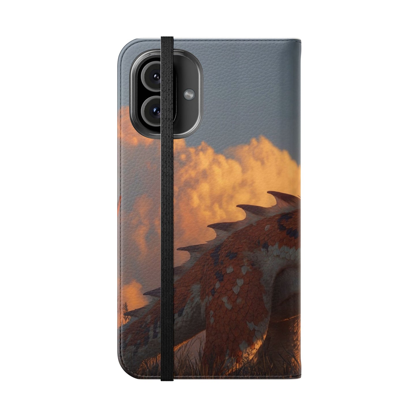 Gilded Dragon Flip Cases – Amber Sunset Guardian