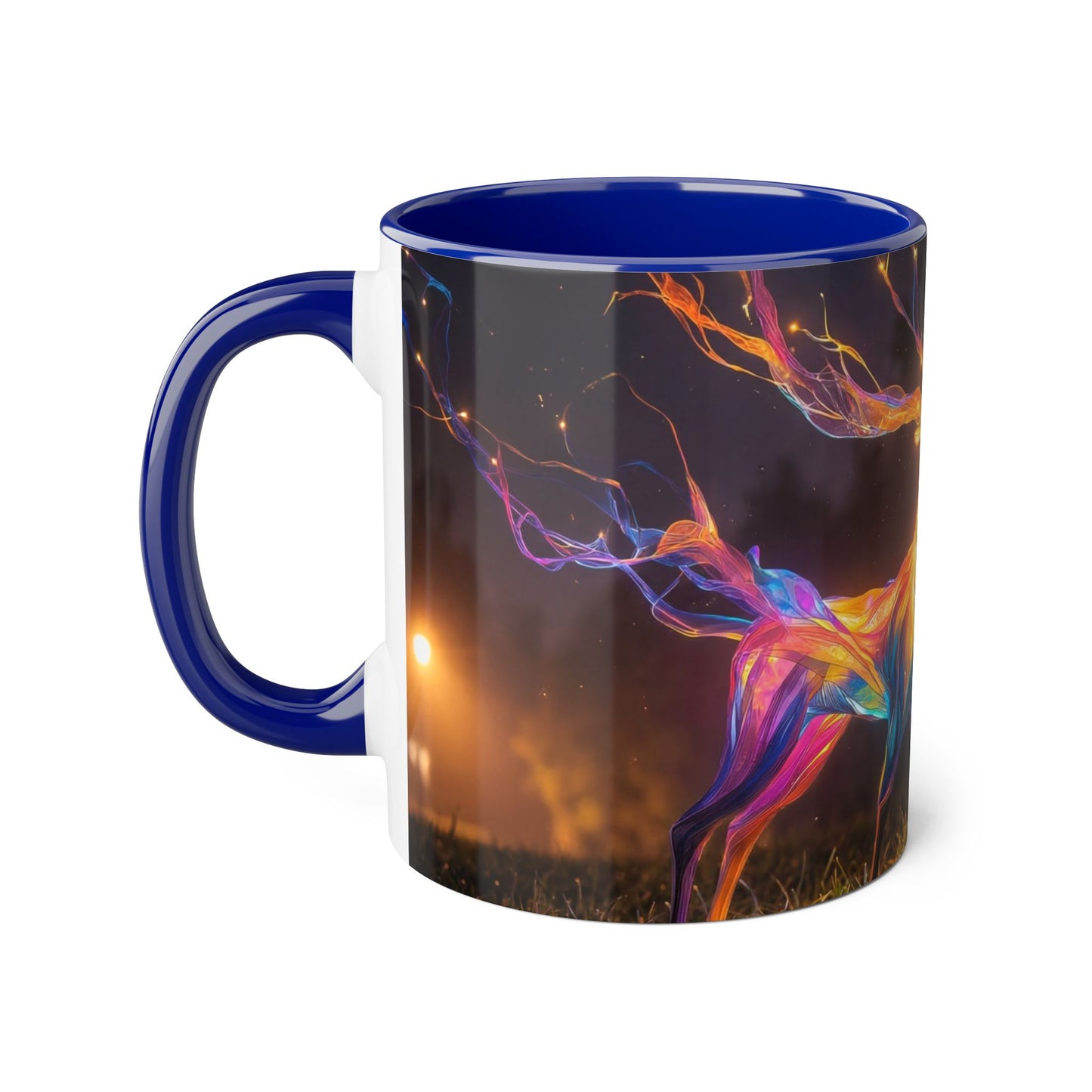 Prism Deer Accent Mugs, 11oz – Neon Spirit of the Night Meadow