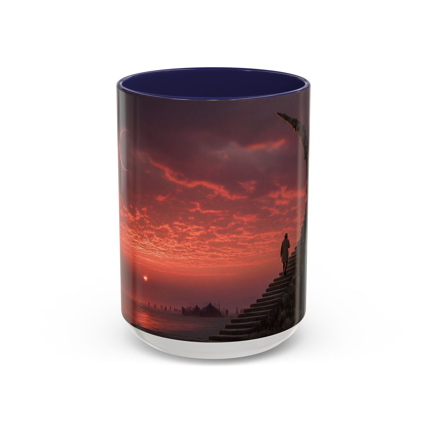 Twilight Stairway Accent Coffee Mug (11, 15oz) – Crimson Moonlit Ascension