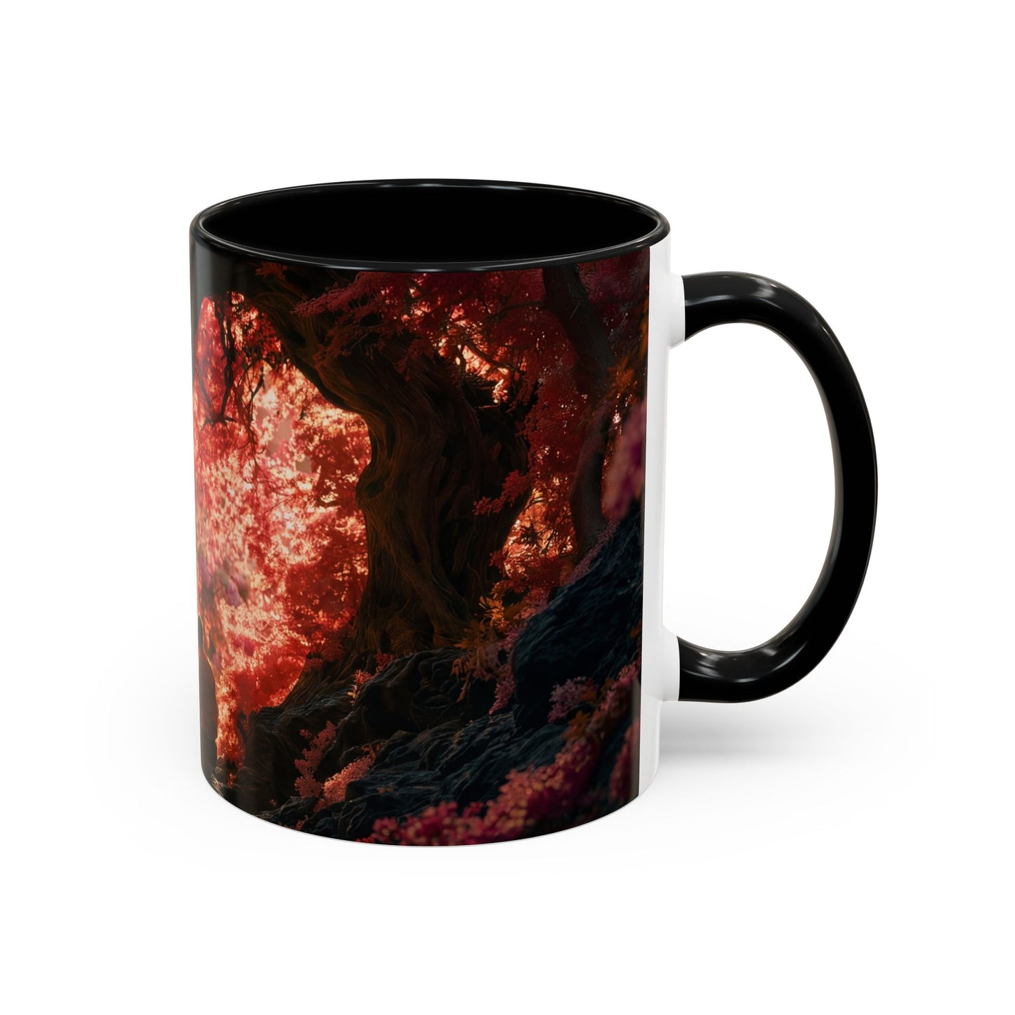 Crimson Heart Grove Accent Coffee Mug (11, 15oz) – Twisted Canopy Romance Scene