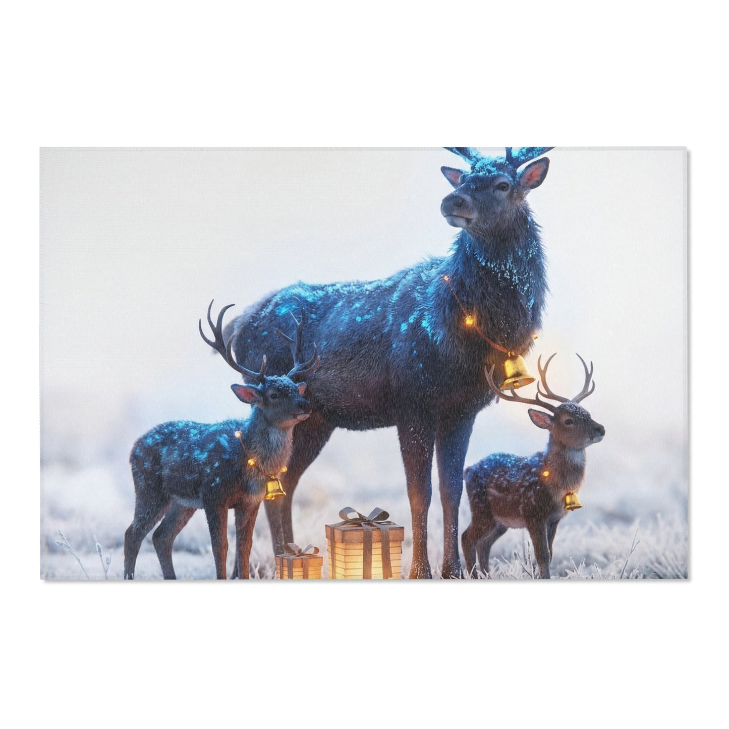 Frostbound Deer Family Area Rug – Whispering Winter Giftscape