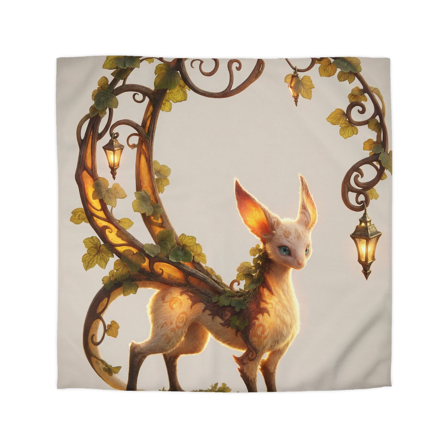 Moonlit Sentinel Microfiber Duvet Cover – Whimsical Feline Guardian in Iron Archway