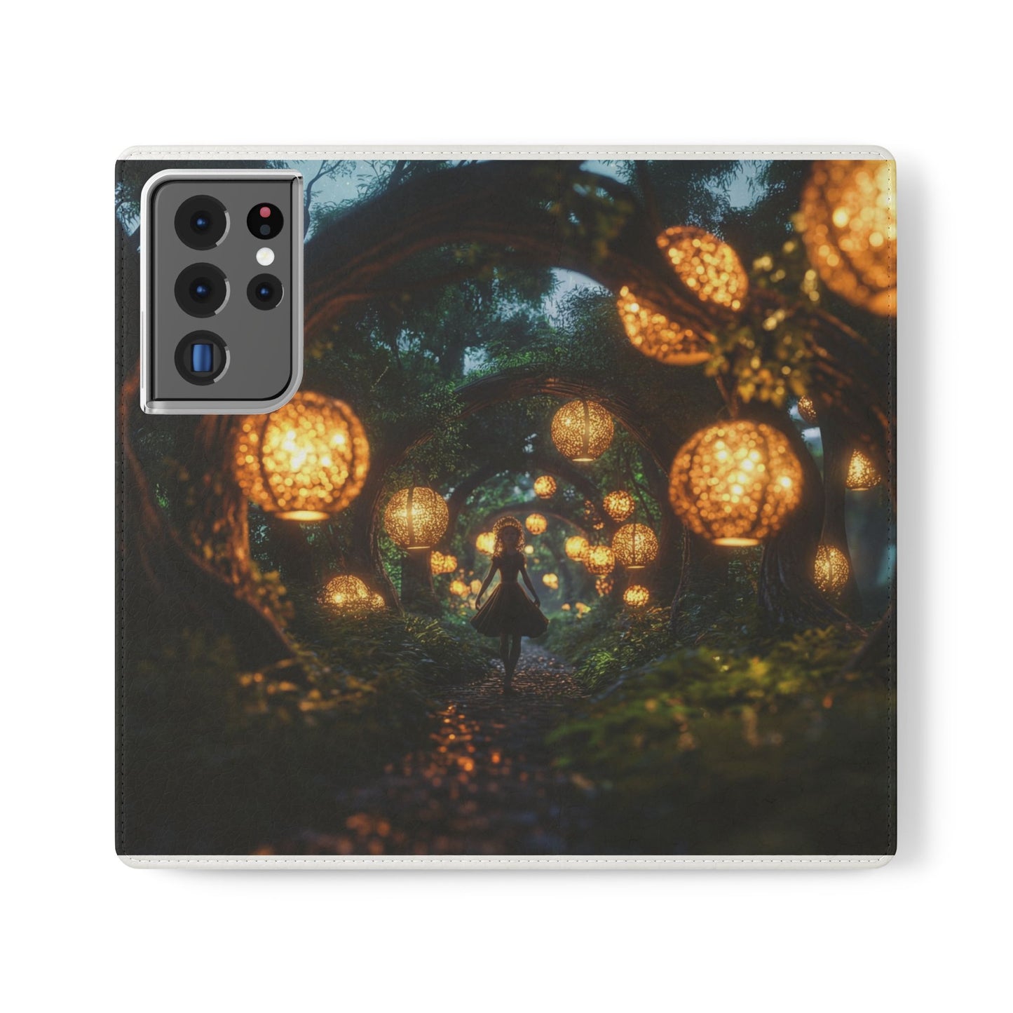 Lantern Archway Flip Cases – Girl Walking Through Forest Tunnel Art Case