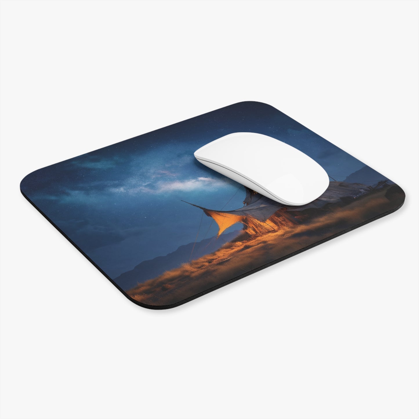 Starlit Nomad Tent Mouse Pad – Milky Way Over Desert Camp
