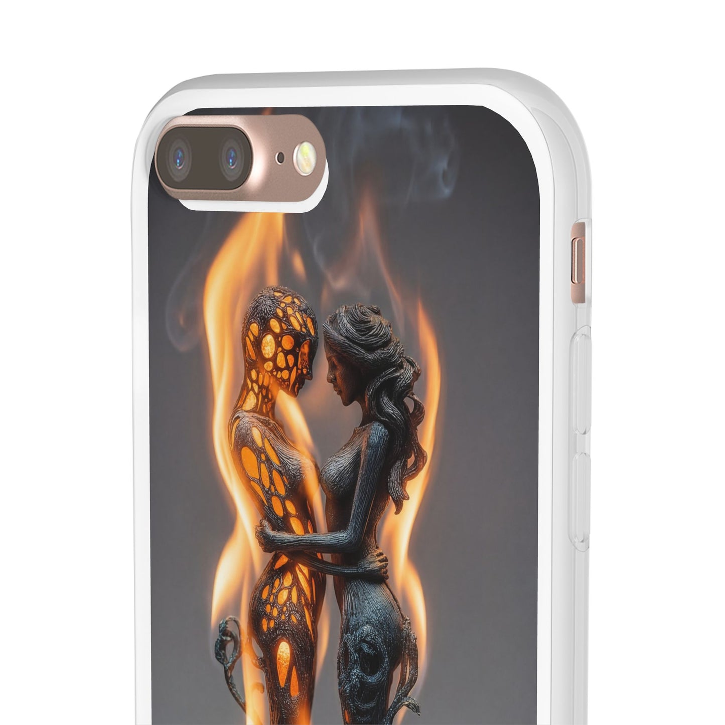 Flame-Embraced Lovers Flexi Cases – Intimate Glow Within the Fire