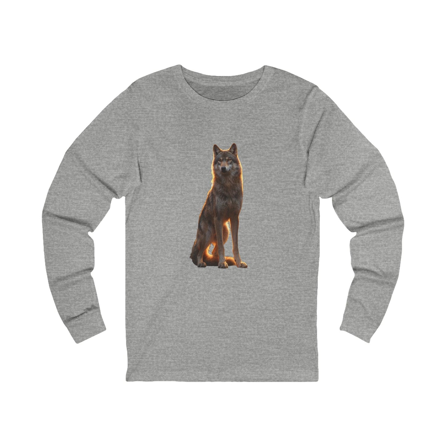 Golden Hour Wolf Jersey Long Sleeve Tee – Watchful Guardian Portrait