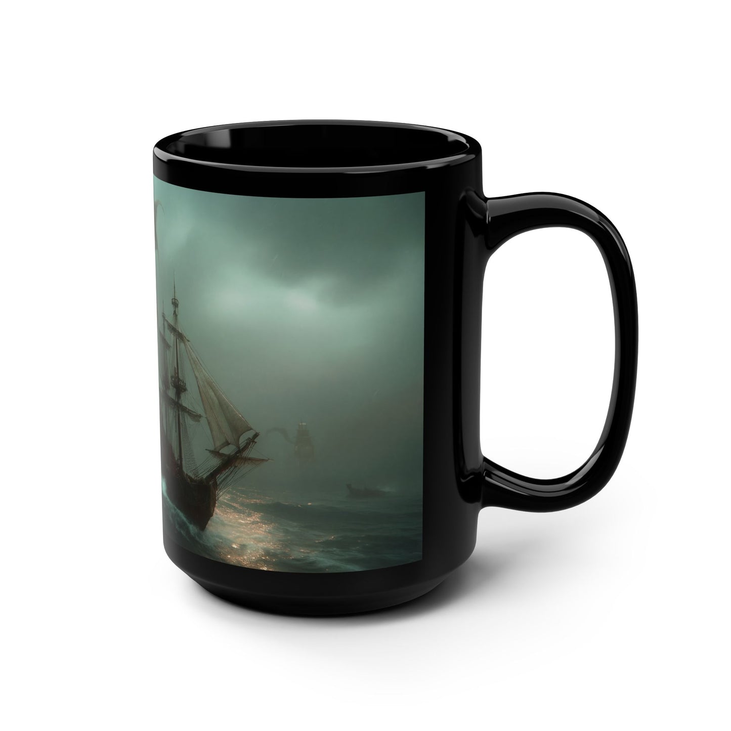 Leviathan Winged Kraken Black Mug, 15oz – Storm-Breaking Guardian of the Dark Sea