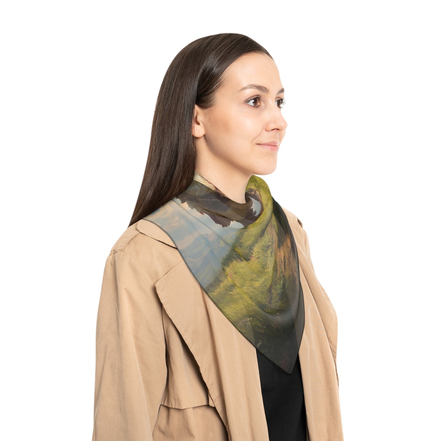 Skybound Eagle Rider Scarf – Sunlit Adventure Over Rolling Hills