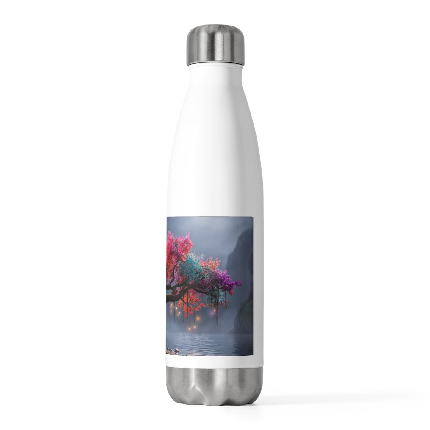 Chromatic Sentinel Tree 20oz Insulated Bottle – Moonlit Rainbow Canopy
