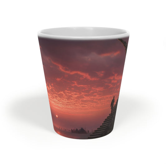 Crimson Horizon Lantern Mug – Twilight Staircase Coffee Cup