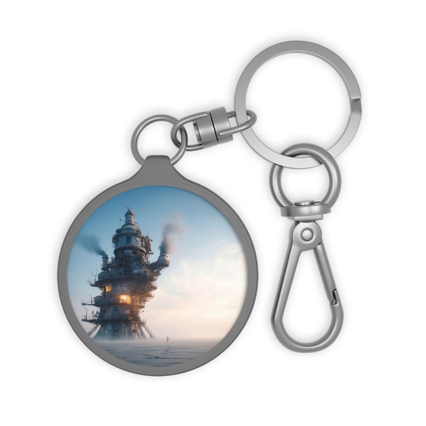 Skyward Steam Tower Keyring Tag – Dawn’s Forgotten Engine