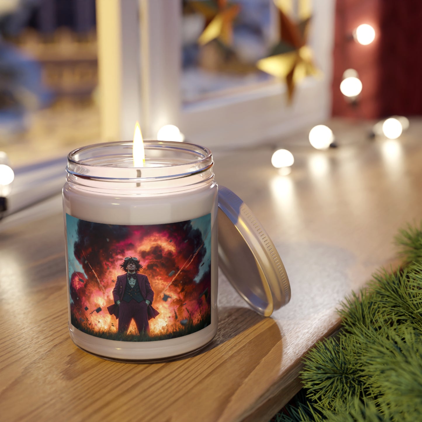 Explosive Gentleman Scented Soy Candles with White Lid, 9oz – Crimson Sky Calamity