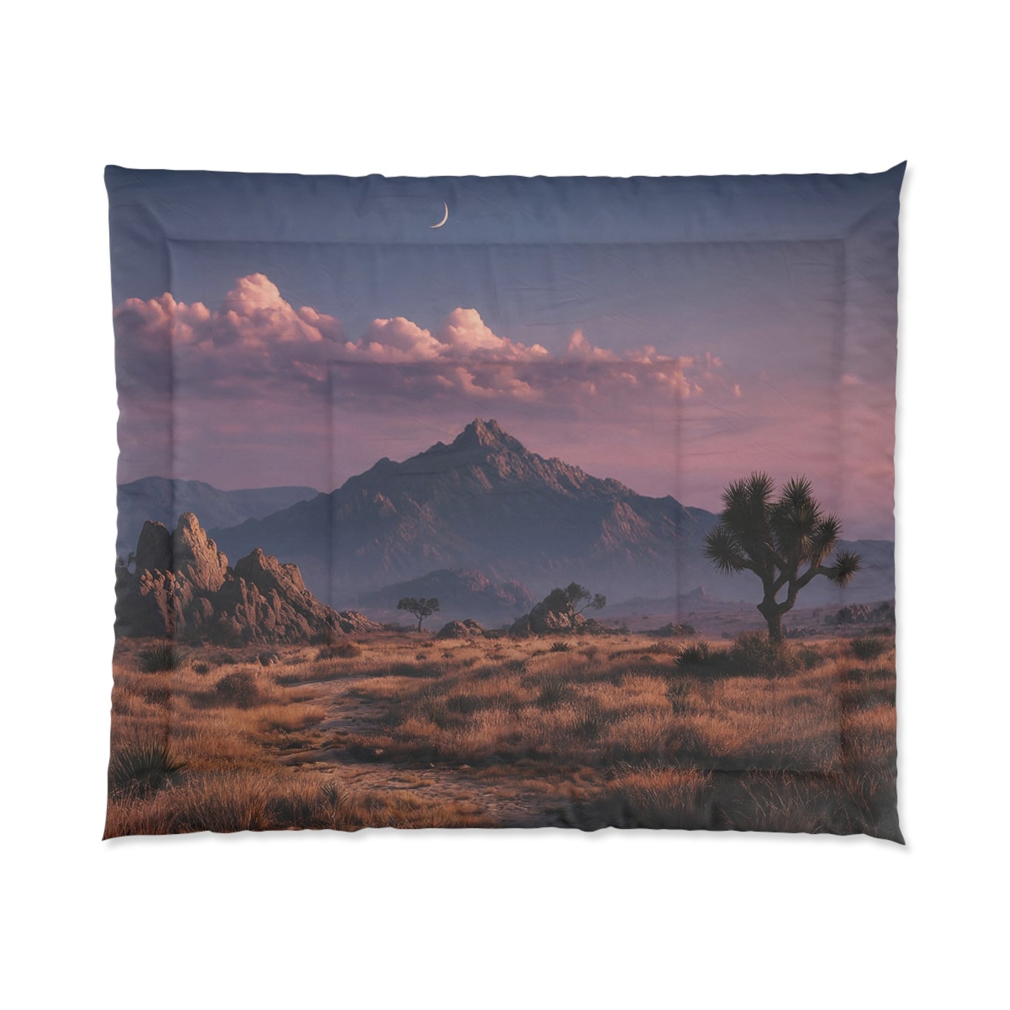 Moonlit Desert Path Comforter – Whispering Peaks at Twilight