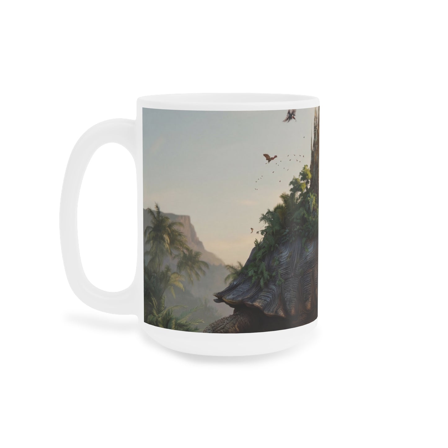 Turtle-Carried Castle Ceramic Mugs (11oz\15oz\20oz) – Verdant Sanctuary on Ancient Shell