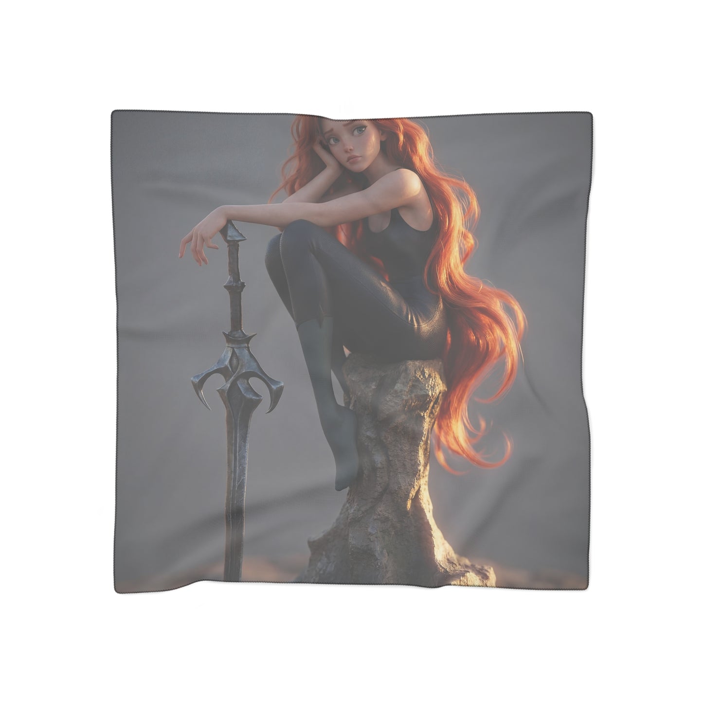 Crimson Sentinel Poly Scarf – Sunset Warrior’s Resting Glow