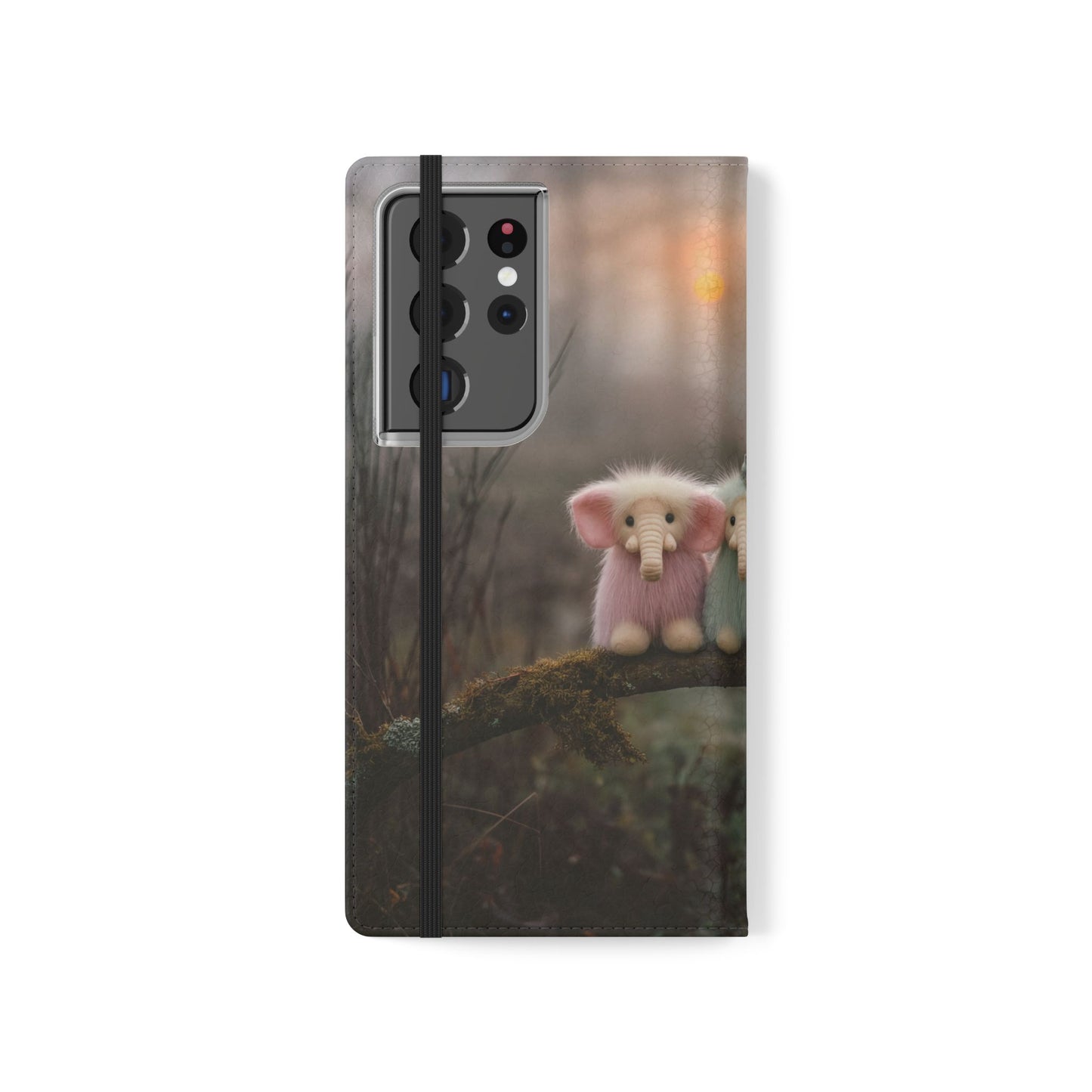 Mossy Branch Elephants Flip Cases – Pastel Fluff Guardians