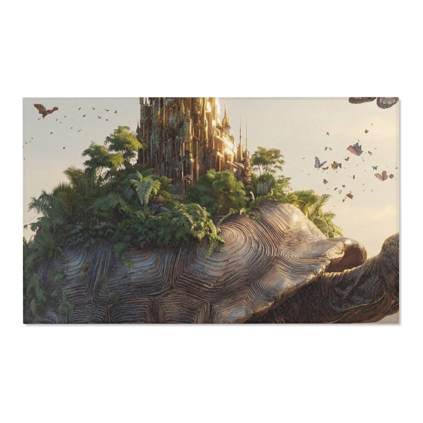 Turtleborne Castle Area Rugs – Ancient Guardian Through Lush Canopy