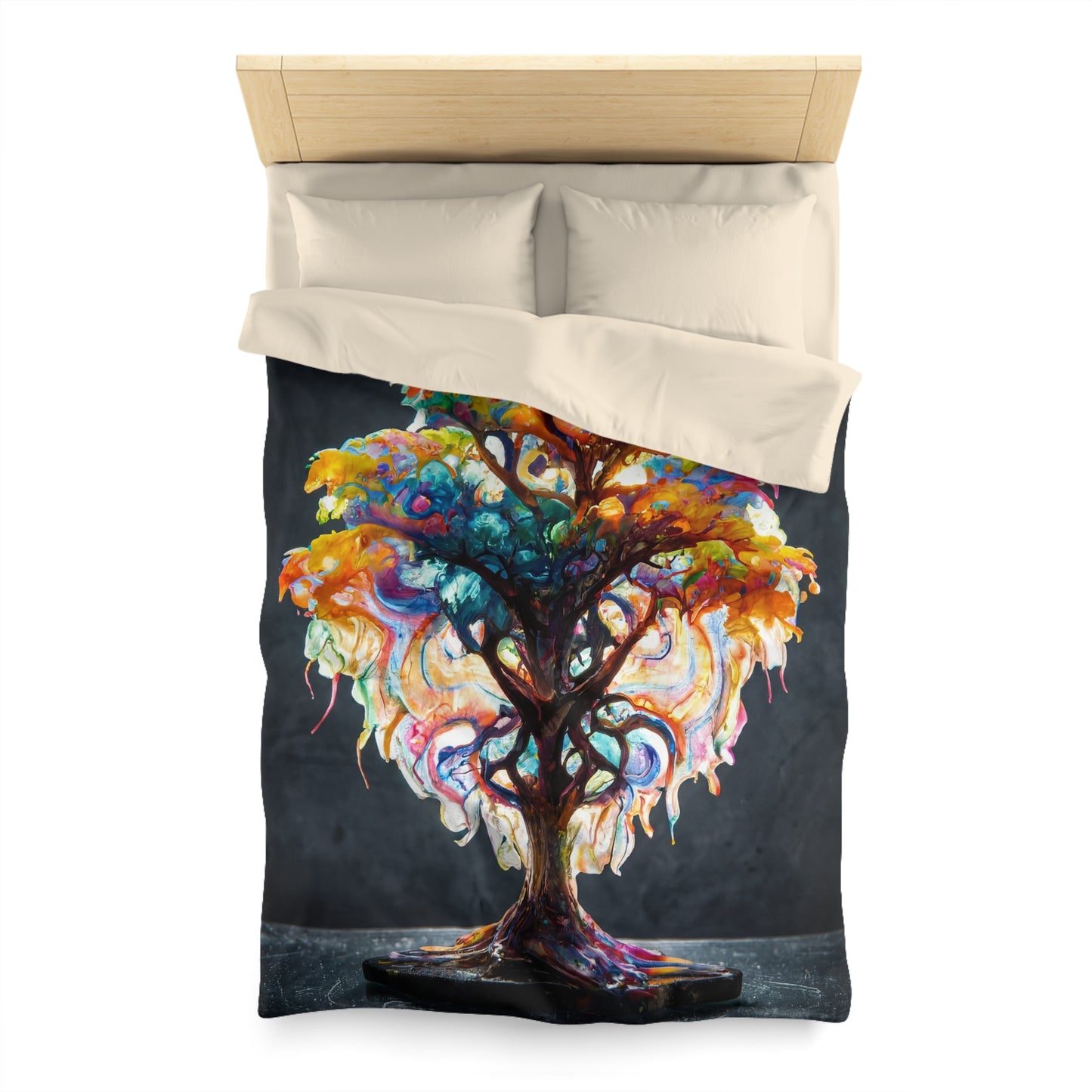 Chromatic Dream Tree Microfiber Duvet Cover – Where Color Blooms in Every Branch